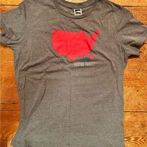 The North Face Gray T-Shirt with Red USA Graphic